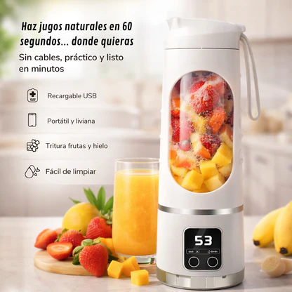 ™ Licuadora Portátil + 50 Recetas de Smoothies GRATIS